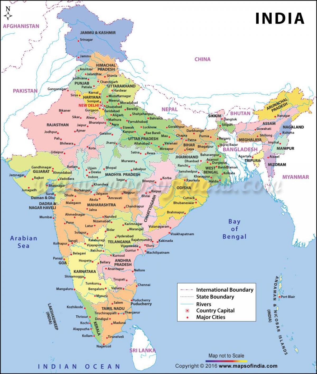 hlavní přístavy Indie mapě