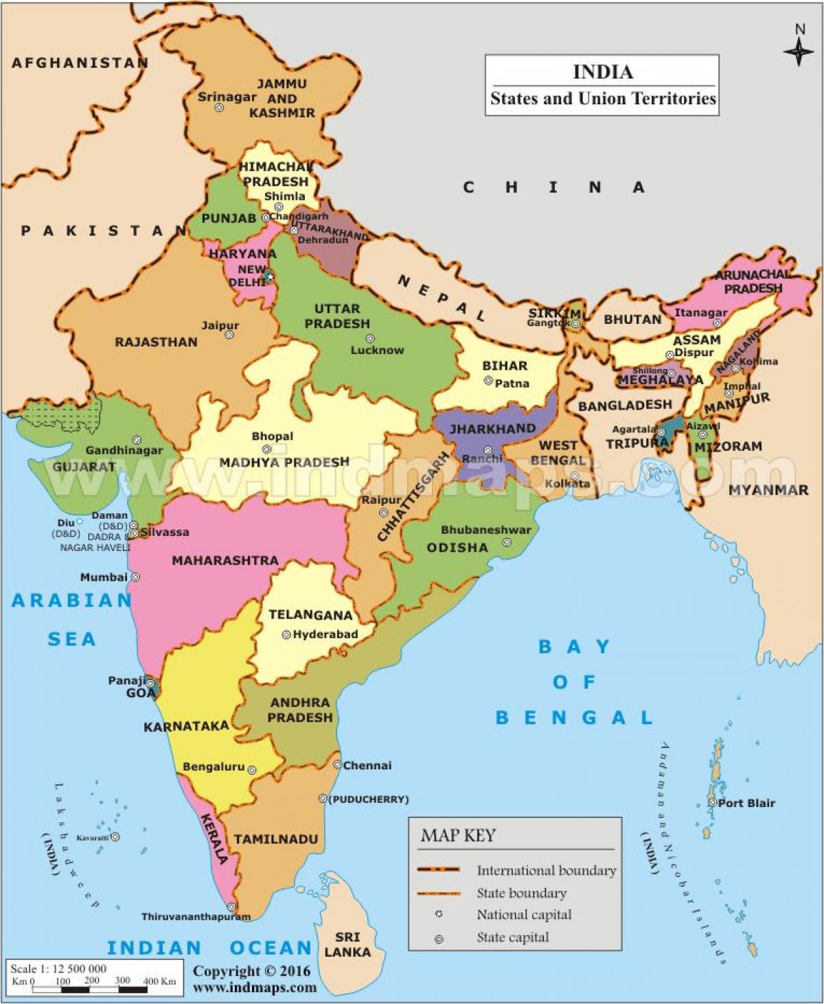 státní mapa Indie