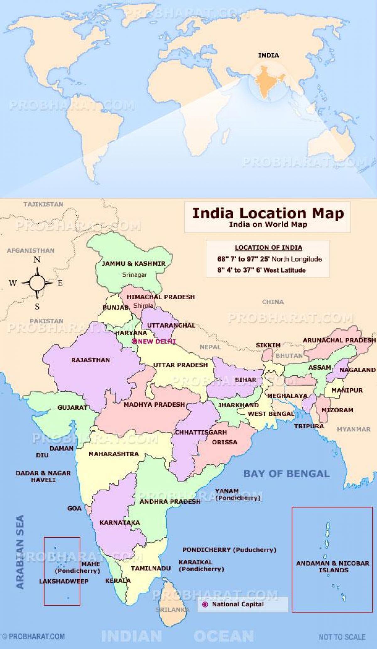 Indie mapu umístění