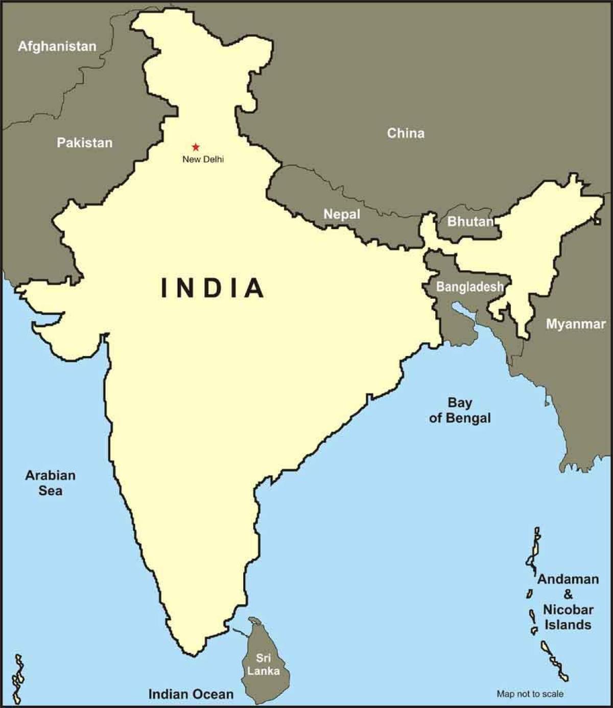 Indie mapa s hranicemi