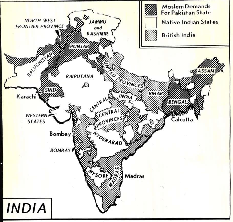 mapa Indii před rokem 1947