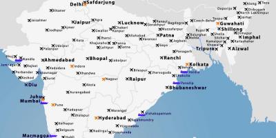 Mapa letišť v Indii