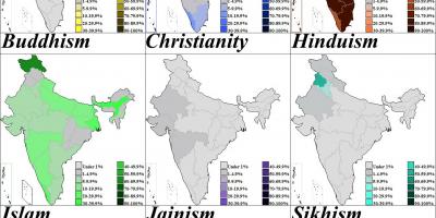 Mapa Indie náboženství