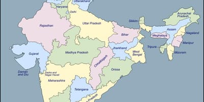 Indie mapa s názvy států